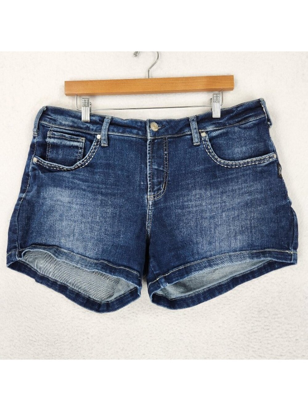 Silver Jeans Shorts Womens 34 Blue Elyse Denim Mid Rise Stretch Casual